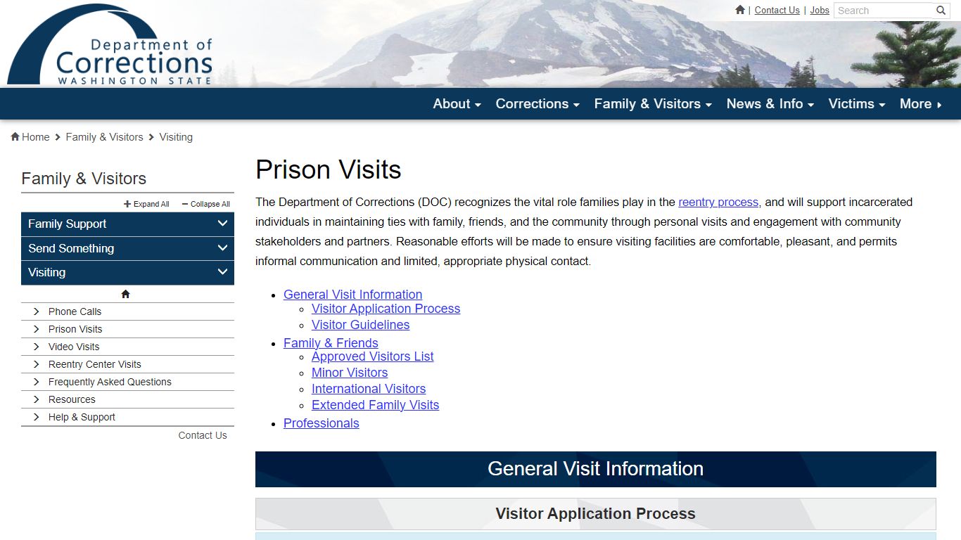 Prison Visits | Washington State Department of Corrections